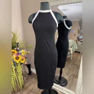 VICI • High Neck Ribbed Bodycon Midi Dress